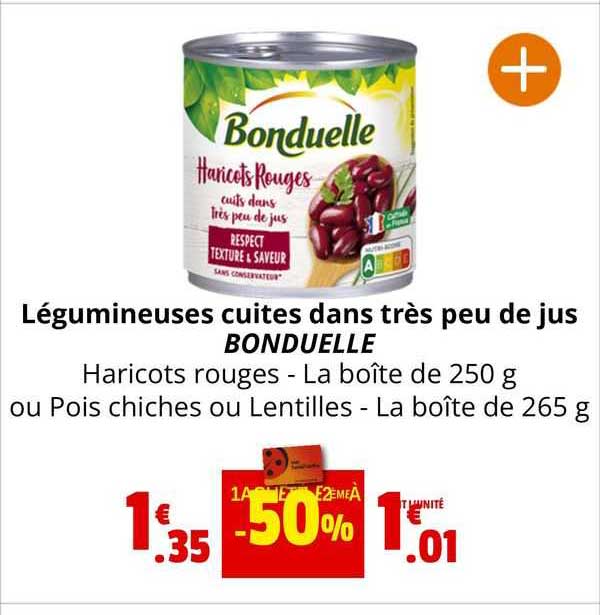 légumineuses cuites dans très peu de jus bonduelle