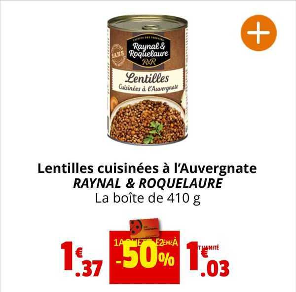 lentilles cuisinées à l'auvergnate raynal & roquelaure