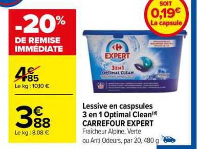 Lessive En Capsules 3 En 1 Optimal Clean Carrefour Expert