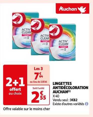 lingettes antidécoloration auchan
