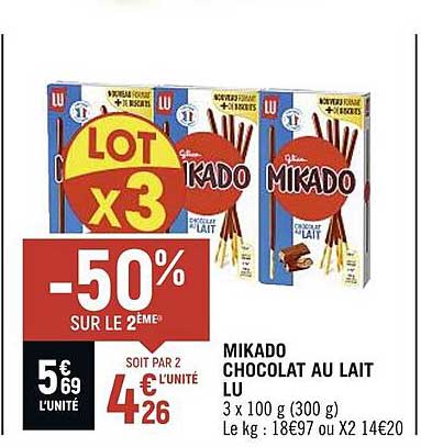 Mikado Chocolat Au Lait Lu