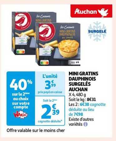 mini gratins dauphinois surgelés auchan