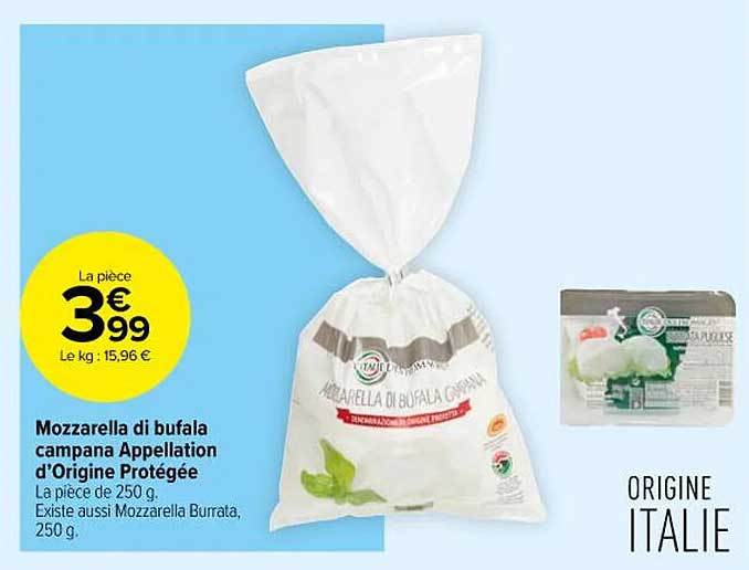 mozzarella di bufala campana appellation d'origine protégée