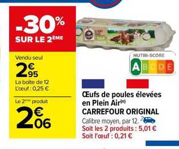 œufs de poules élevées en plain air carrefour original