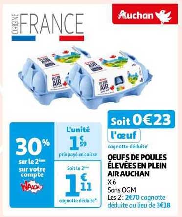 œufs de poules élevées en plein air auchan