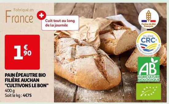 pain épeautre bio filière auchan "cultivons le bon"