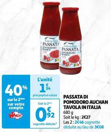 passata di pomodoro auchan tavola in italia
