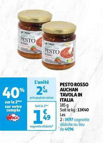 pesto rosso auchan tavola in italia