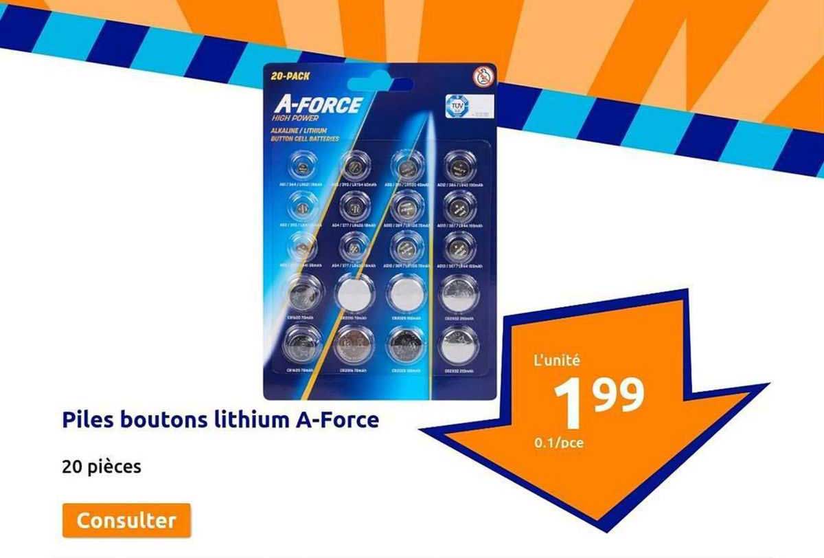 piles boutons lithium a-force