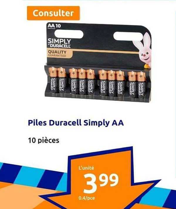 piles duracell simply aa