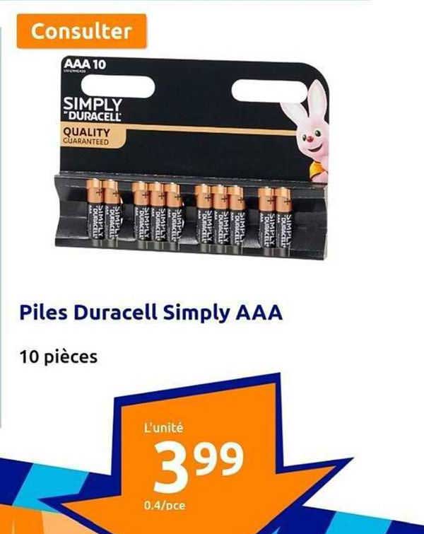 piles duracell simply aaa