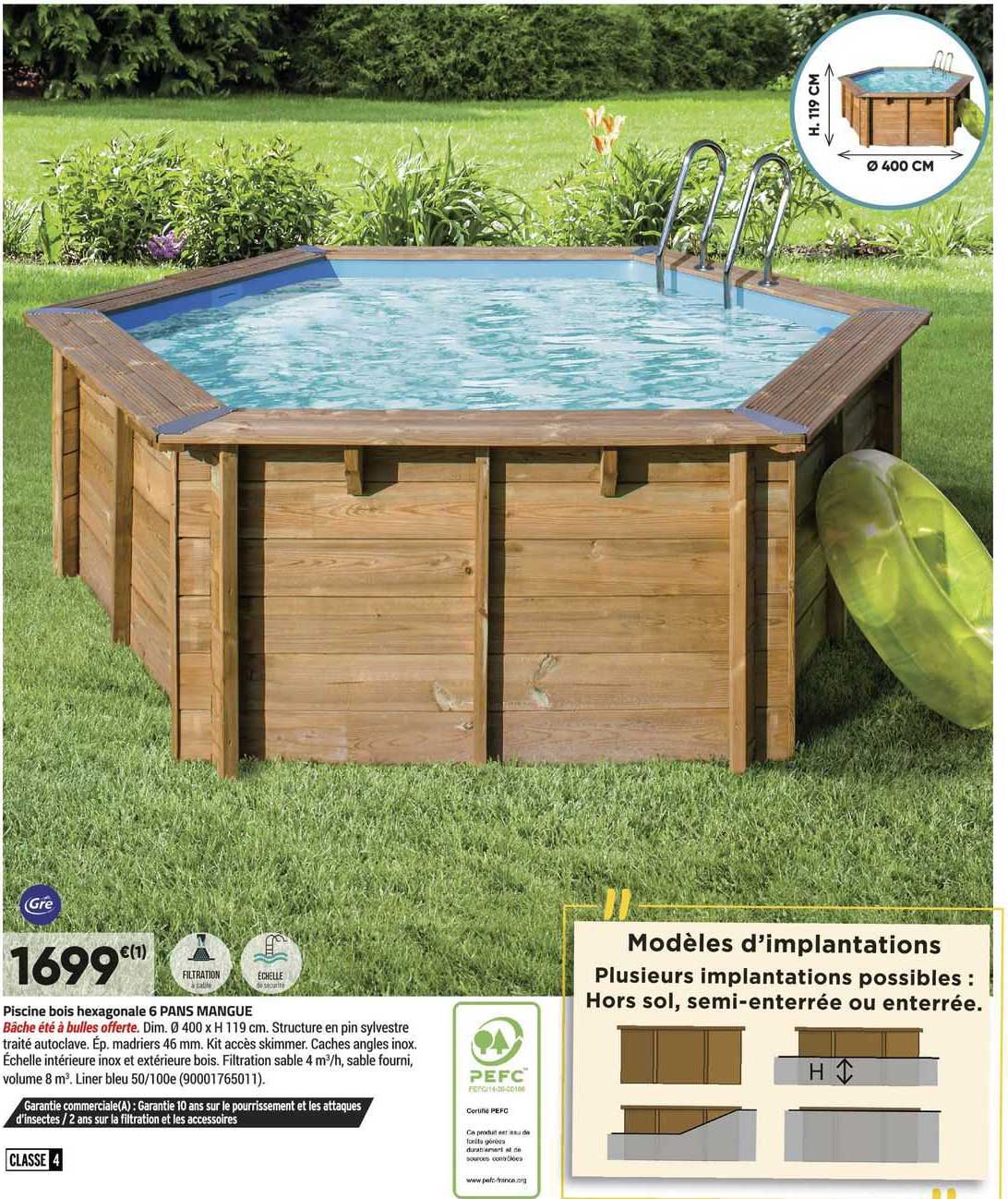 piscine bois hexagonale 6 pans mangue