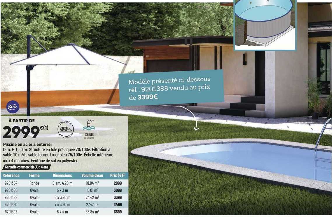 piscine en acier à enterrer gré