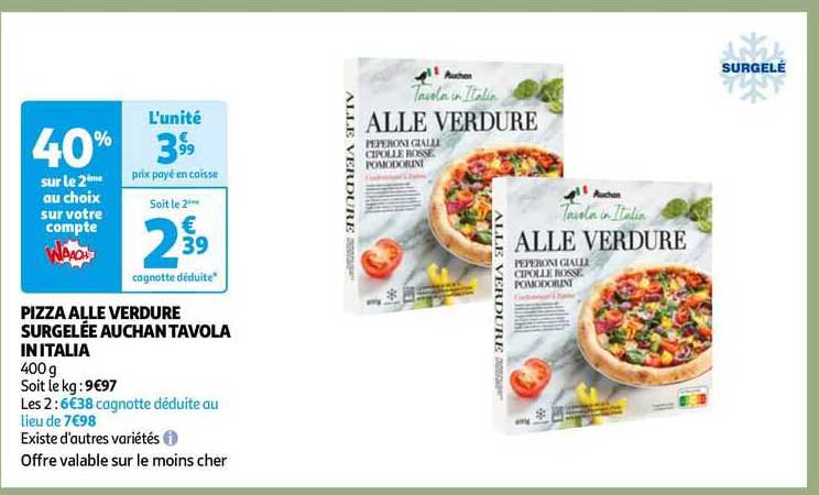 pizza alle verdure surgelée auchan tavola in italia