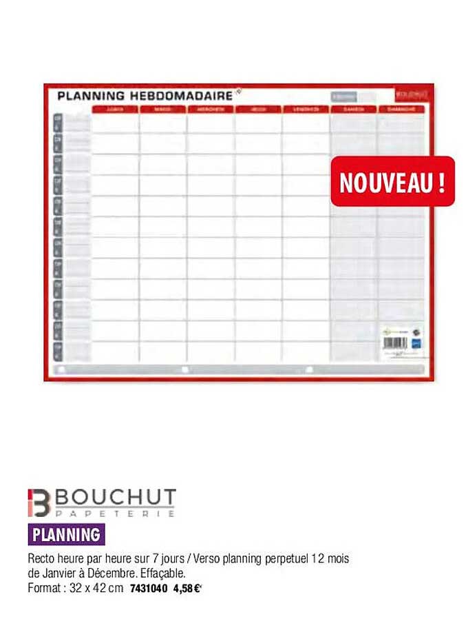 Planning Bouchut Papeterie