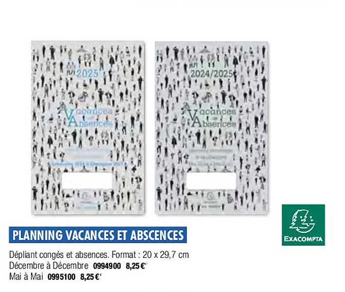 Planning Vacances Et Abcences Exacompta