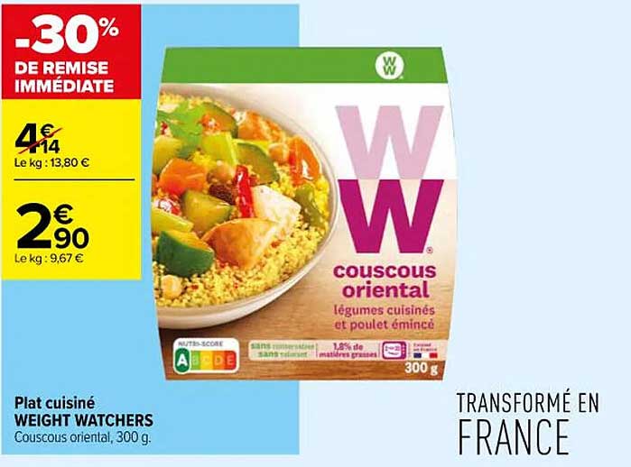 plat cuisiné weight watchers