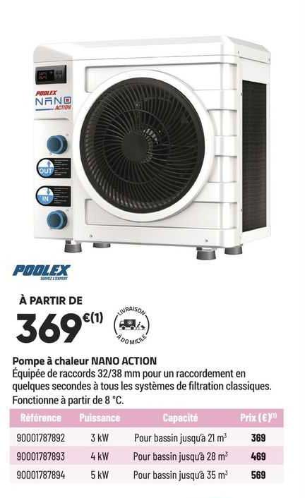 pompe à chaleur nano action poolex