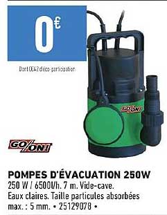 pompes d'évacuation 250 w go/on!