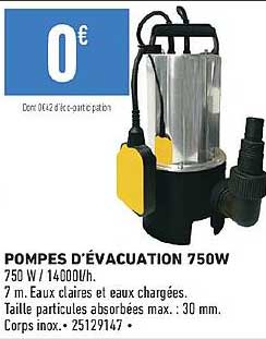 pompes d'évacuation 750 w