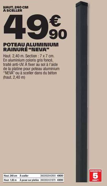 poteau aluminium rainuré "neva"
