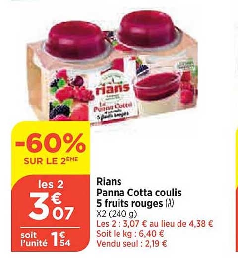 rians panna cotta coulis 5 fruits rouges