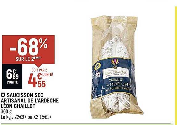 Saucisson Sec Artisanal De L'ardèche Léon Chaillot