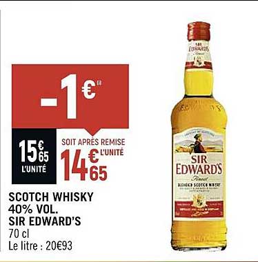 scotch whisky 40% vol sir edward's