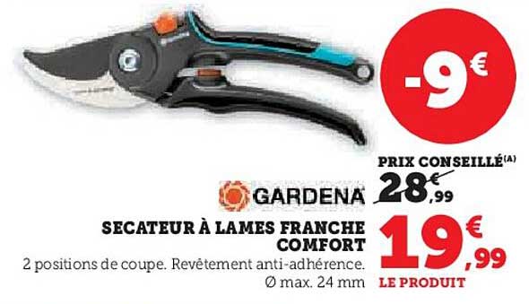 sécateur à lames franche comfort gardena