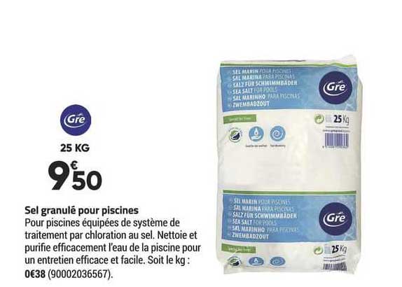 sel granulé pour piscines gré