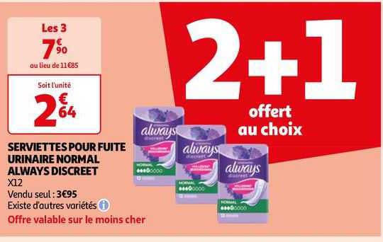 serviettes pour fuite urinaire normal always discreet