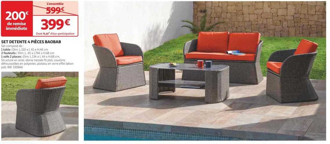 set détente 4 pièces baobab