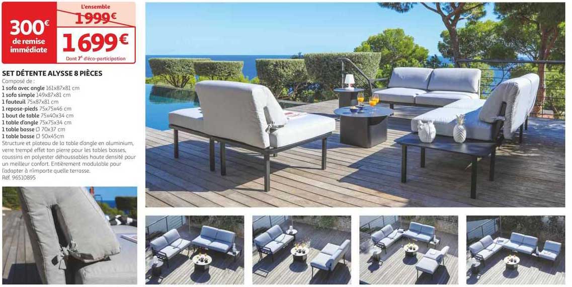set détente alysse 8 pièces