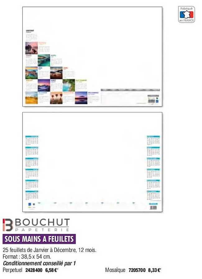 sous mains à feuillets bouchut papeterie