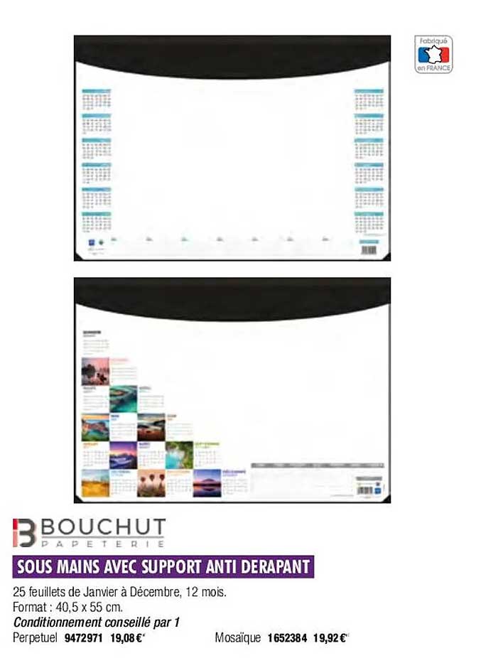 sous mains avec support anti dérapant bouchut papeterie