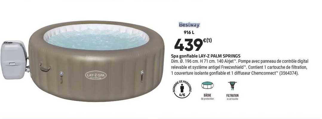 spa gonflable lay-z palm springs bestway