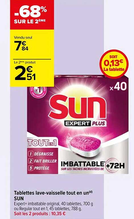 tablettes lave-vaisselle tout en un sun