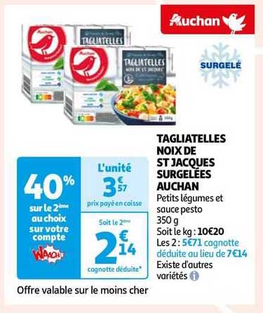 tagliatelles noix de st jacques surgelées auchan