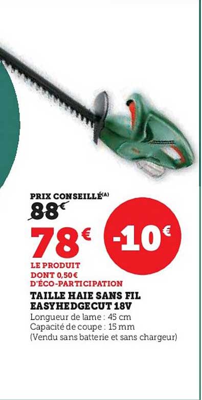 taille haie sans fil easyhedge cut 18v