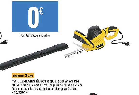 taille-haies électrique 600 w 61 cm
