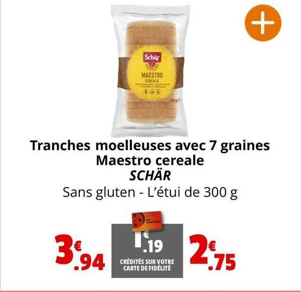 tranches moelleuses avec 7 graines maestro céréale schär