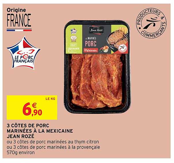 3 côtes de porc marinées à la mexicaine jean rozé