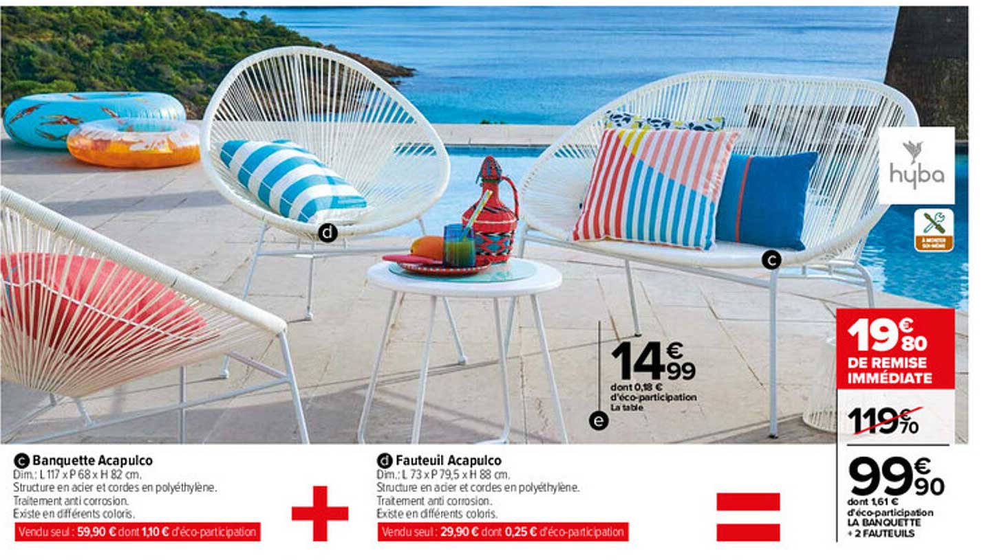 Banquette Acapulco, Fauteuil Acapulco