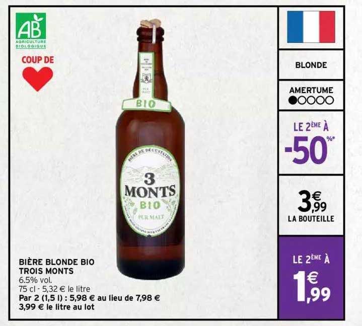 bière blonde bio trois monts