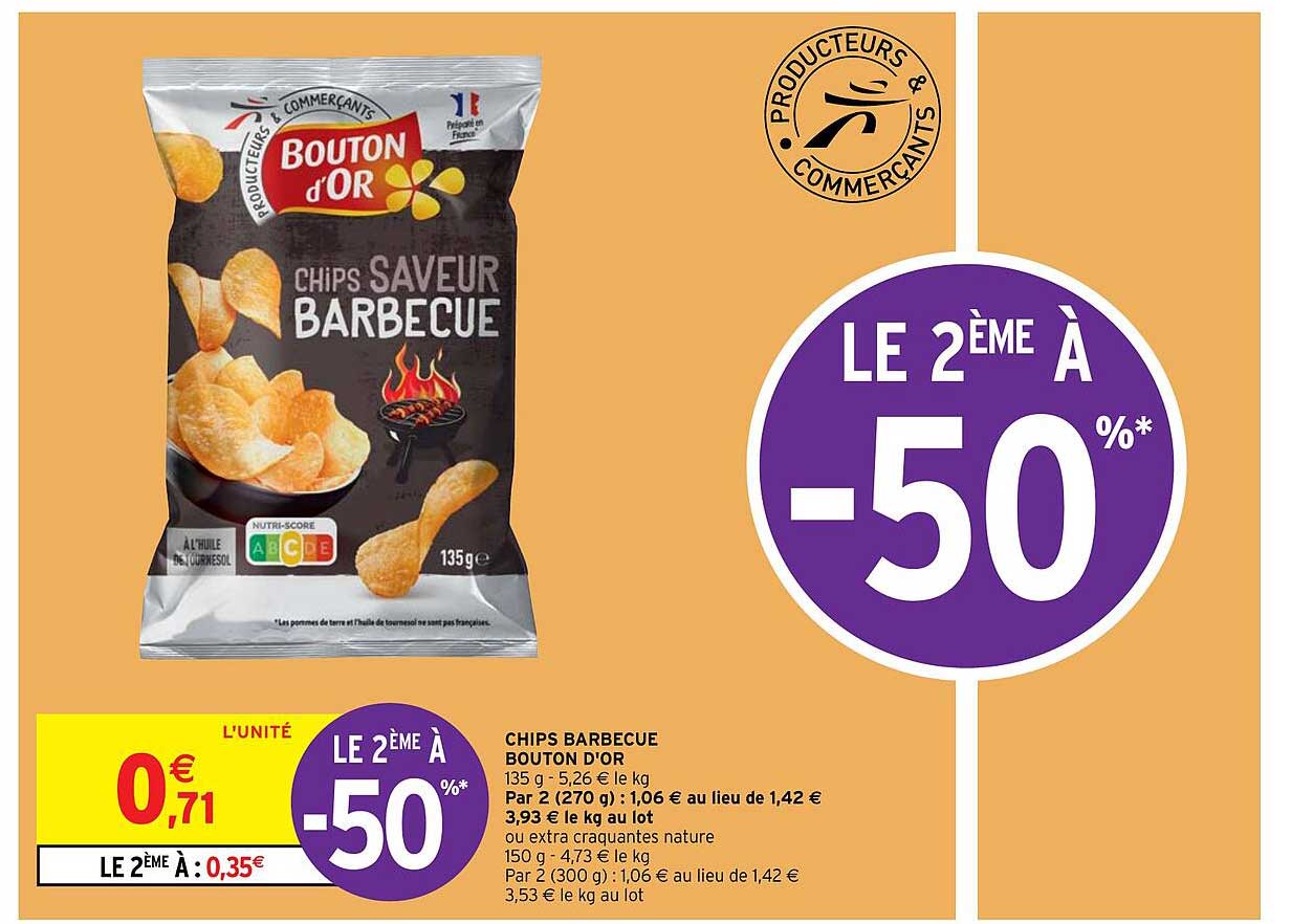 Chips Barbecue Bouton D'or Le 2ème à -50%