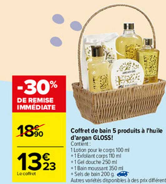coffret de bain 5 produits à l'huile d'argan gloss!