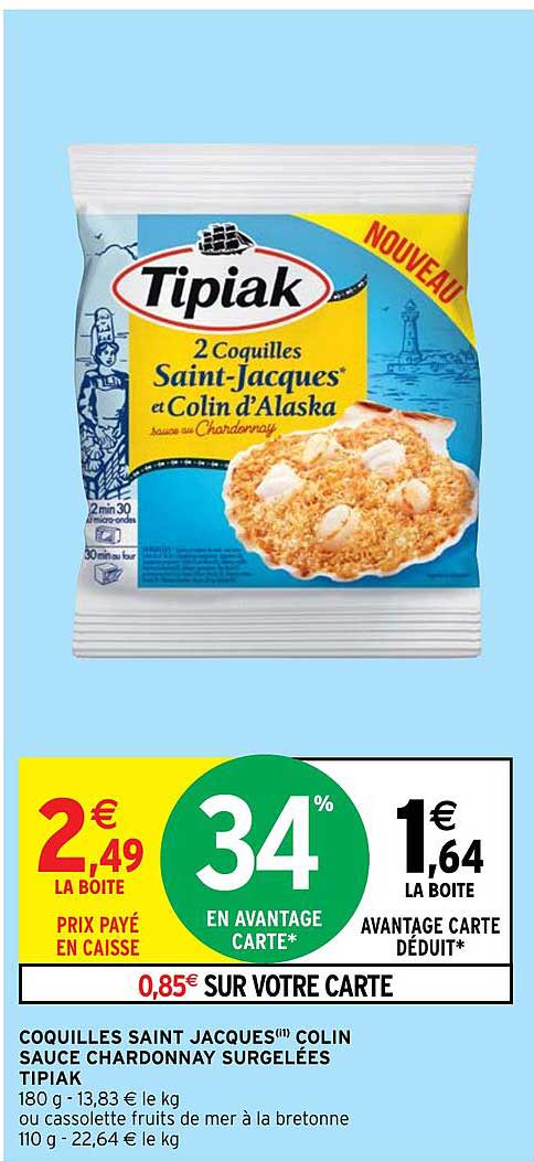 coquilles saint jacques colin sauce chardonnay surgelées tipiak