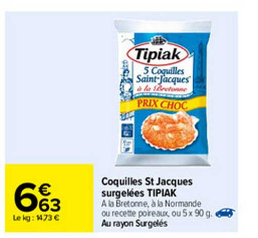 coquilles st jacques surgelées tipiak