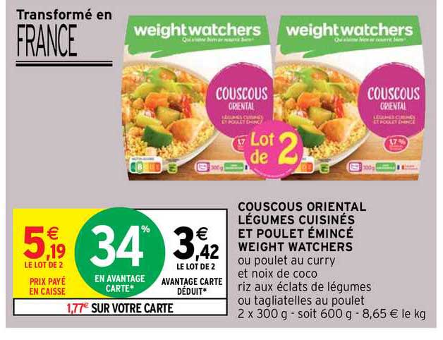 couscous oriental légumes cuisinés et poulet émincé weight watchers