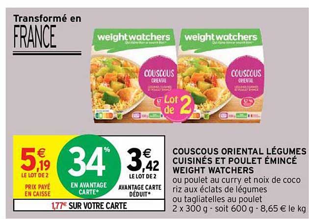 couscous oriental légumes cuisinés et poulet émincé weight watchers